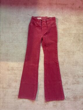 Pilcro Pink Corduroy Flare Jeans
